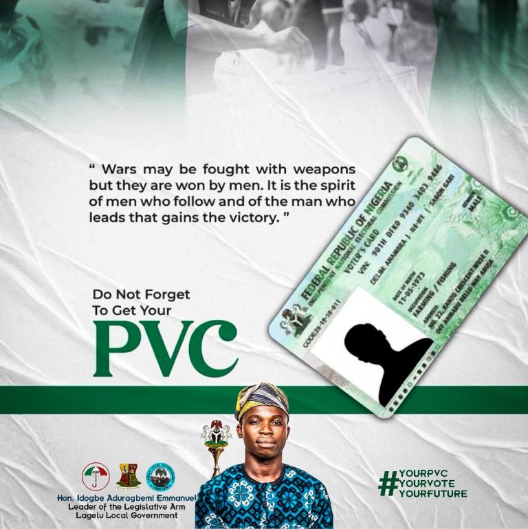 ‘Voting is Your Right, Voter’s Card Is The Power To Vote’- Lagelu LG Legislative Leader, Hon Aduragbemi Tasks Residents On Registration Exercise